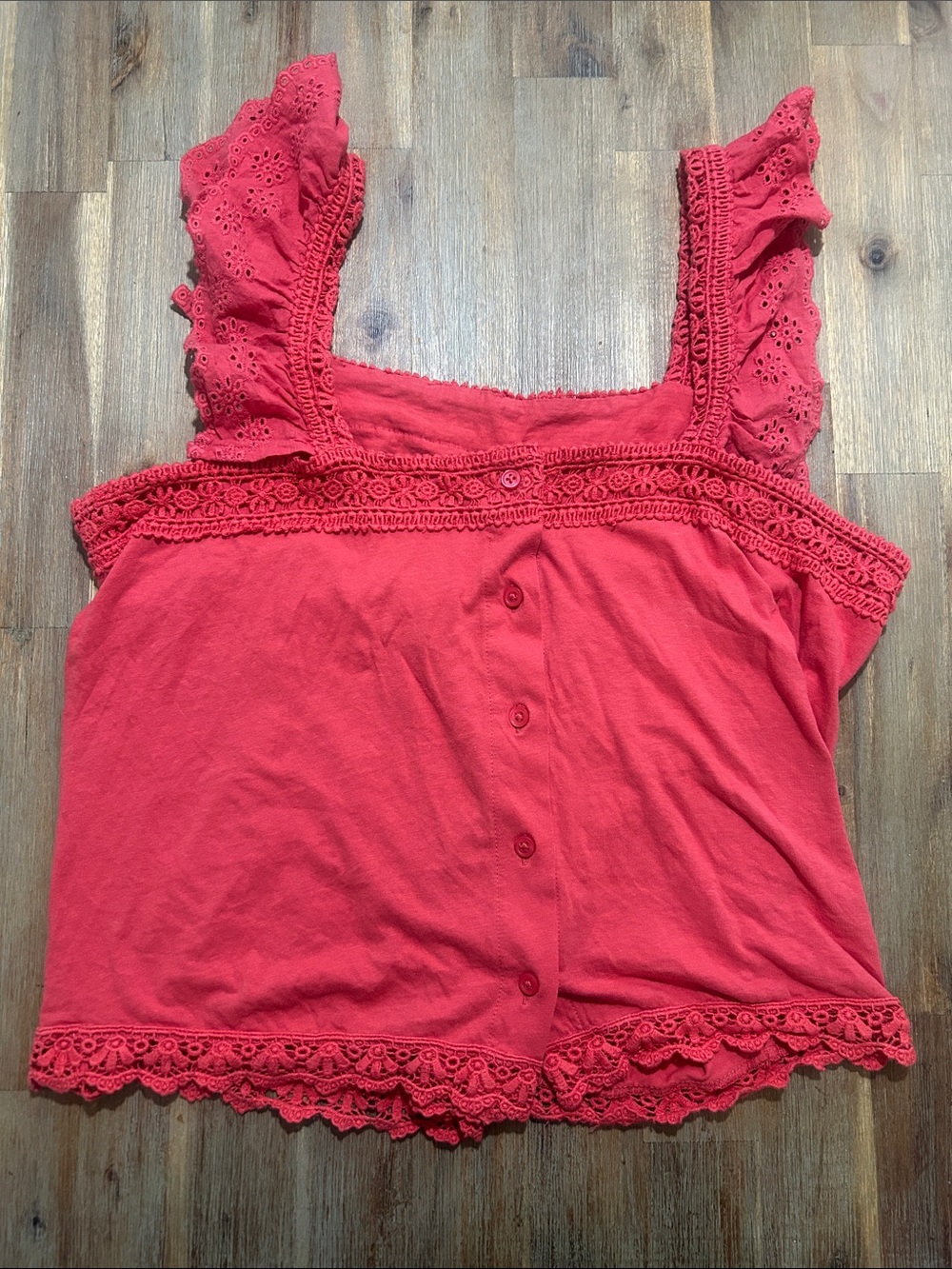George Coral Lace-Trim Button Front Camisole